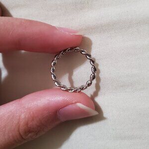 Thin twisted silver antique ring, fits size 5/5.5